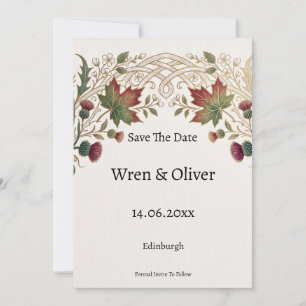 Scottish Canadian Maple Thistle Save the Date Card