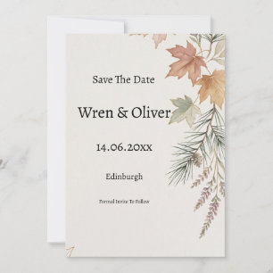Scottish Canadian Maple Thistle Save the Date Card