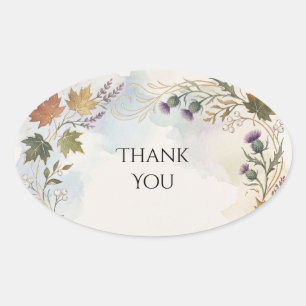 Scottish Canadian Maple Thistle Thank You Sticker