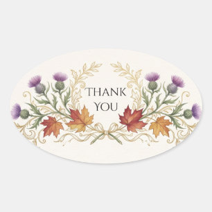 Scottish Canadian Maple Thistle Thank You Sticker