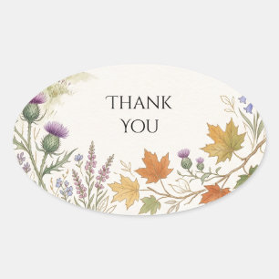 Scottish Canadian Maple Thistle Thank You Sticker