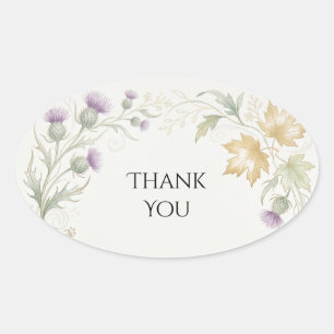 Scottish Canadian Maple Thistle Thank You Sticker