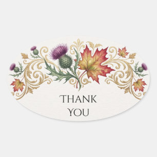 Scottish Canadian Maple Thistle Thank You Sticker
