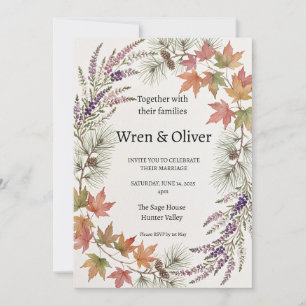 Scottish Canadian Maple Thistle Wedding Invitation