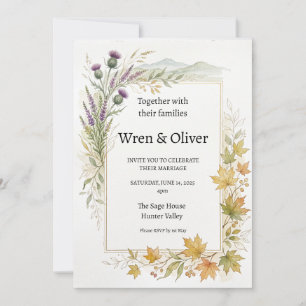 Scottish Canadian Maple Thistle Wedding Invitation