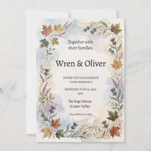 Scottish Canadian Maple Thistle Wedding Invitation