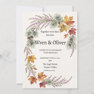 Scottish Canadian Maple Thistle Wedding Invitation