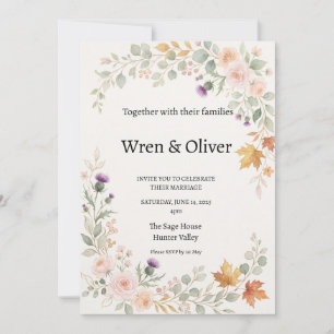 Scottish Canadian Maple Thistle Wedding Invitation