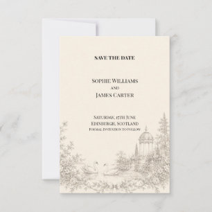 Scottish Castle Line Art Wedding Save The Date