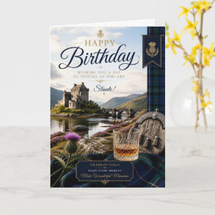 Scottish Castle Whisky Sporran Birthday Card