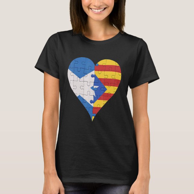 Scottish Catalan Flag Heart T-Shirt (Front)