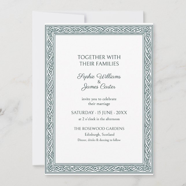 Scottish Celtic Knotwork Wedding Invitation (Front)