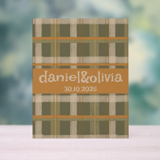 Scottish Celtic Tartan Pattern Wedding Acrylic Sign (Neutral)