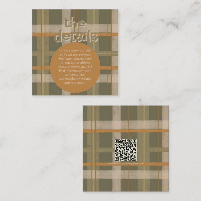 Scottish Celtic Tartan Pattern Wedding Enclosure Card (Front/Back)