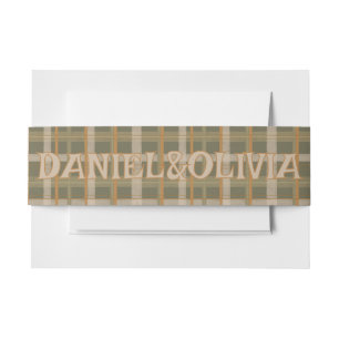 Scottish Celtic Tartan Pattern Wedding Invitation Belly Band
