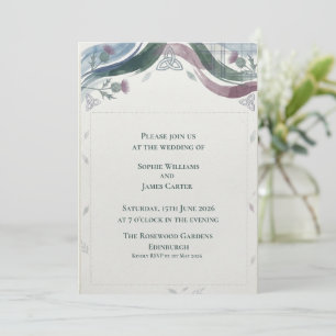 Scottish Celtic Thistle Tartan Wedding Invitation
