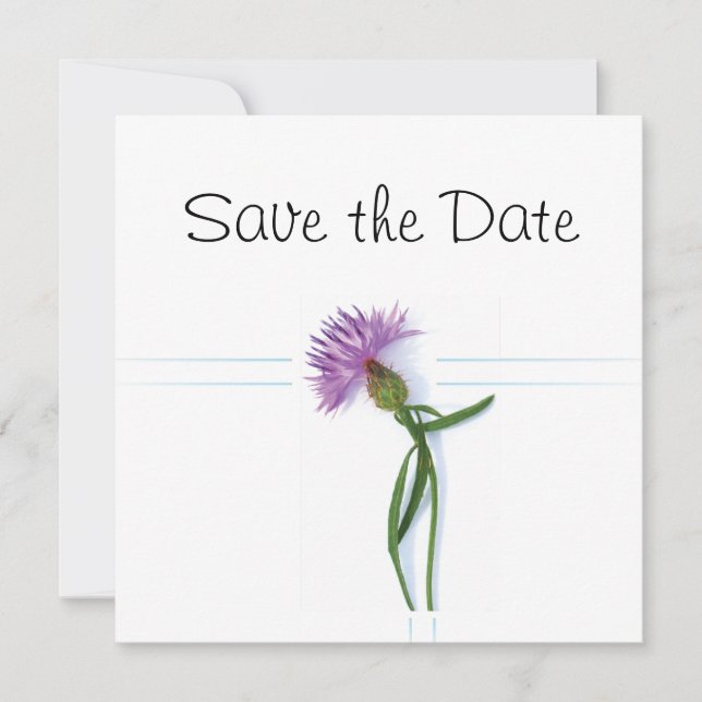 Scottish, Celtic Wedding Thistle Theme Save the Da Invitation (Front)