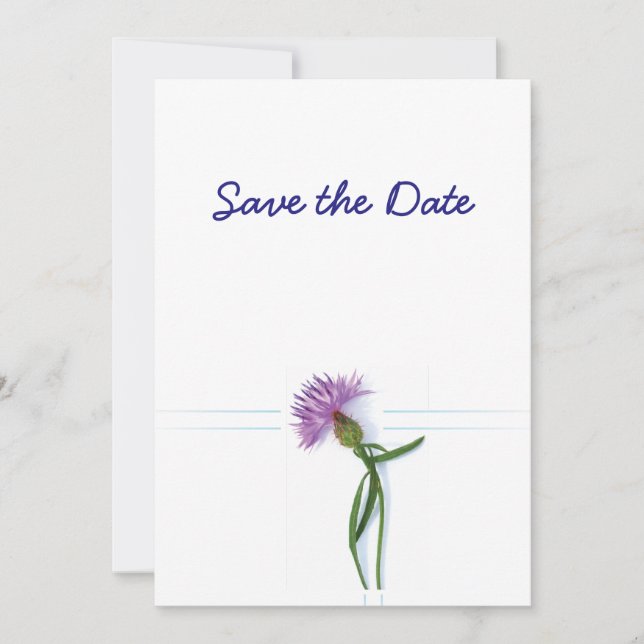 Scottish, Celtic Wedding Thistle Theme Save the Da Invitation (Front)