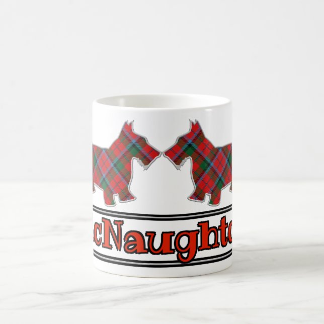Scottish Cheer Clan McNaughton Tartan Scottie Dogs Coffee Mug (Center)