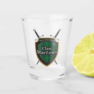 Scottish Cheers Clan MacLean Hunting Tartan Shield Shot Glass
