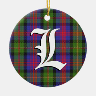 Scottish Christmas Clan Logan Tartan Plaid Ceramic Tree Decoration