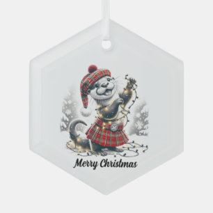 Scottish Christmas Otter Christmas Glass Tree Decoration