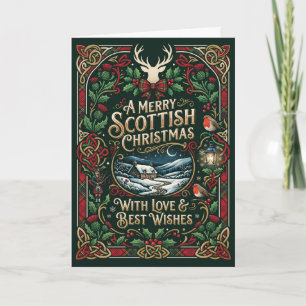 Scottish Christmas Stag and Tartan Card