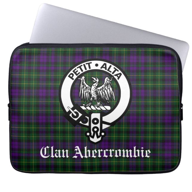 Scottish Clan Abercrombie Crest & Tartan Laptop Sleeve (Front)