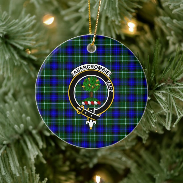 Scottish Clan Abercrombie Tartan and Crest Ceramic Tree Decoration (Tree)