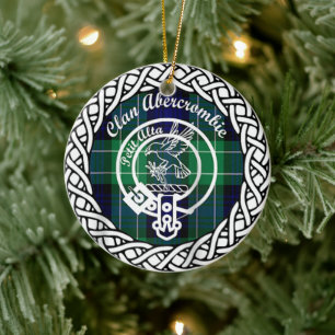 Scottish Clan Abercrombie Tartan and Crest Ceramic Tree Decoration