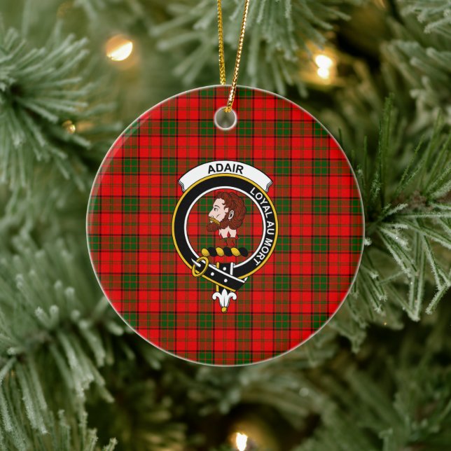 Scottish Clan Adair Tartan and Crest Ceramic Tree Decoration (Tree)