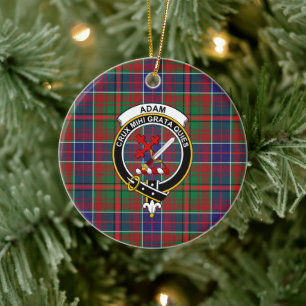 Scottish Clan Adam Ancient Tartan and Crest Ceramic Tree Decoration