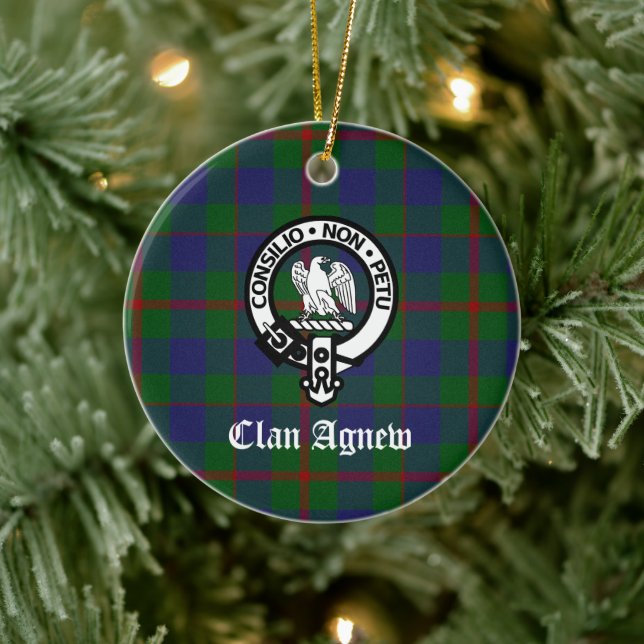 Scottish Clan Agnew Crest & Tartan Ceramic Tree Decoration (Tree)