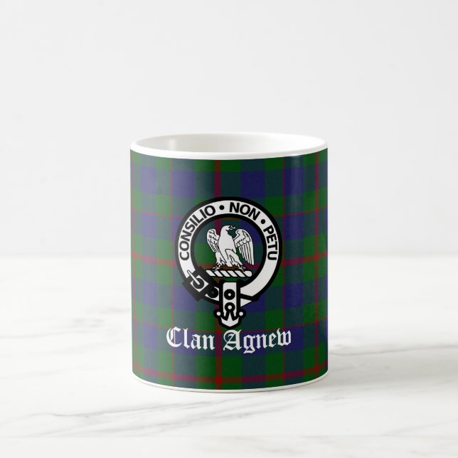 Scottish Clan Agnew Crest & Tartan Coffee Mug (Center)