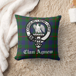 Scottish Clan Agnew Crest & Tartan Cushion