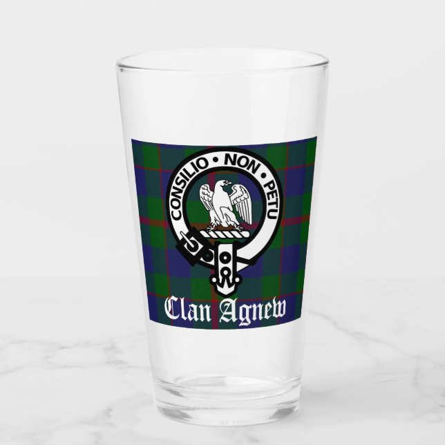 Scottish Clan Agnew Crest & Tartan Glass (Front)