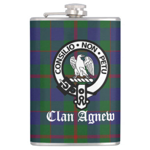 Scottish Clan Agnew Crest & Tartan Hip Flask