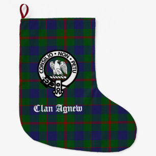 Scottish Clan Agnew Crest & Tartan Large Christmas Stocking