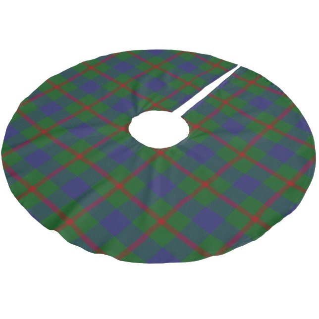 Scottish Clan Agnew Red Green Blue Tartan Brushed Polyester Tree Skirt (Angled)