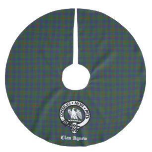 Scottish Clan Agnew Tartan Crest Customisable  Brushed Polyester Tree Skirt