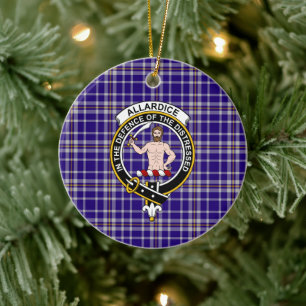 Scottish Clan Allardice Tartan and Crest Ceramic Tree Decoration