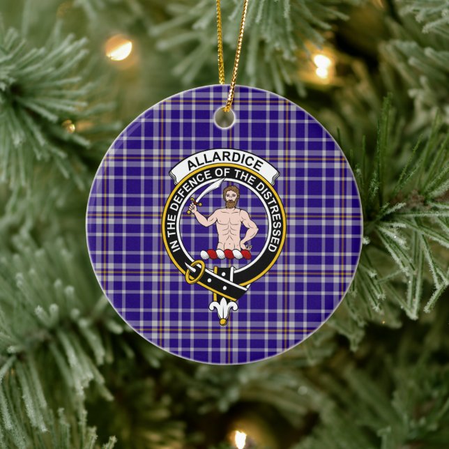 Scottish Clan Allardice Tartan and Crest Ceramic Tree Decoration (Tree)