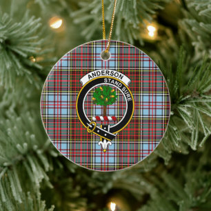 Scottish Clan Anderson Ancient Tartan and Crest Ceramic Tree Decoration