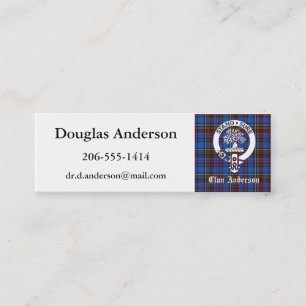 Scottish Clan Anderson Crest & Tartan Mini Business Card