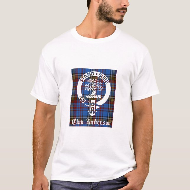 Scottish Clan Anderson Crest & Tartan T-Shirt (Front)