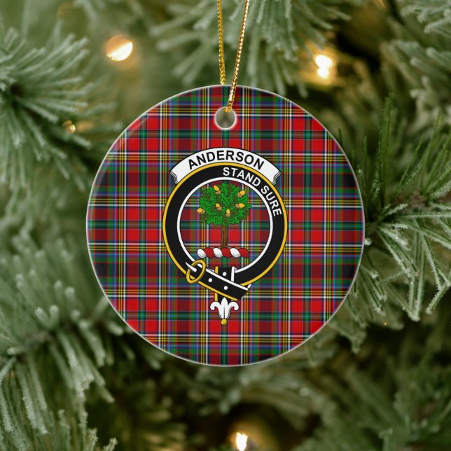 Scottish Clan Anderson Of Arbrake Tartan and Crest Ceramic Tree Decoration (Tree)