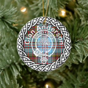 Scottish Clan Anderson Tartan and Crest Ceramic Tree Decoration