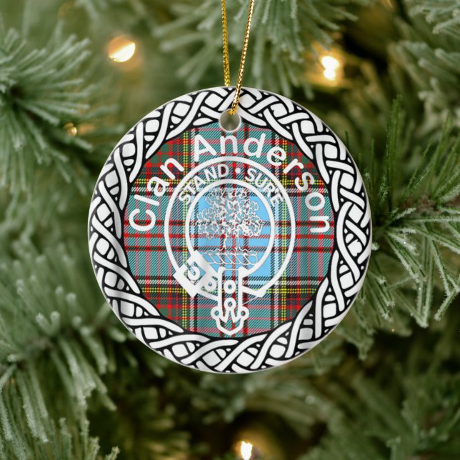 Scottish Clan Anderson Tartan and Crest Ceramic Tree Decoration (Tree)