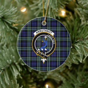 Scottish Clan Arbuthnot Tartan and Crest Ceramic Tree Decoration