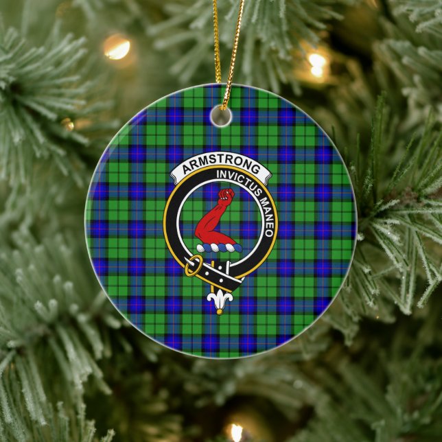 Scottish Clan Armstrong Tartan and Crest Ceramic Tree Decoration (Tree)